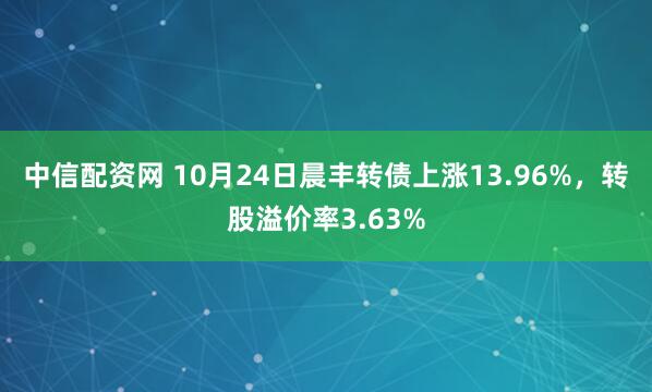 中信配资网 10月24日晨丰转债上涨13.96%，转股溢价率3.63%